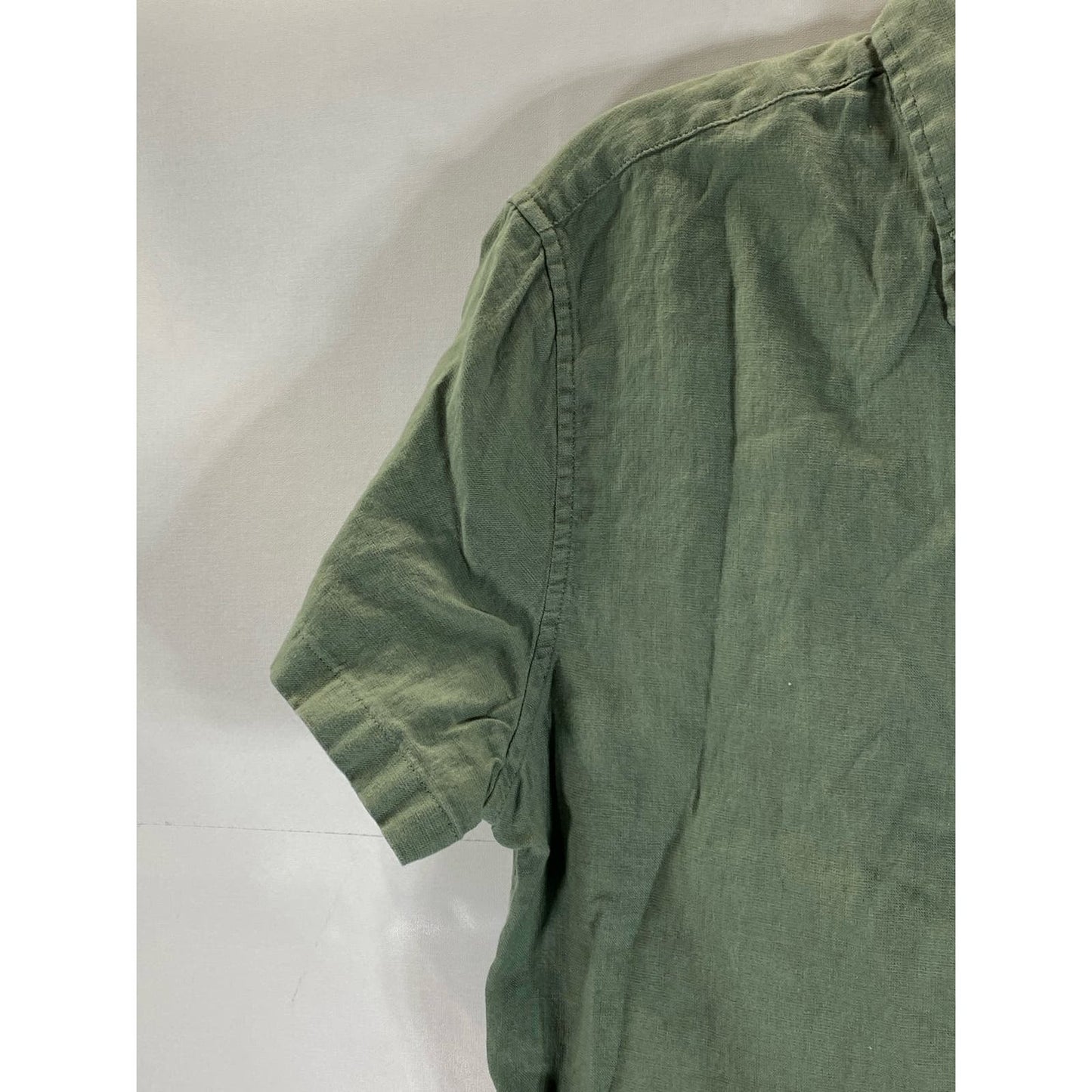 J. CREW Men's Green Solid Slim-Fit Button-Up Short Sleeve Shirt SZ M