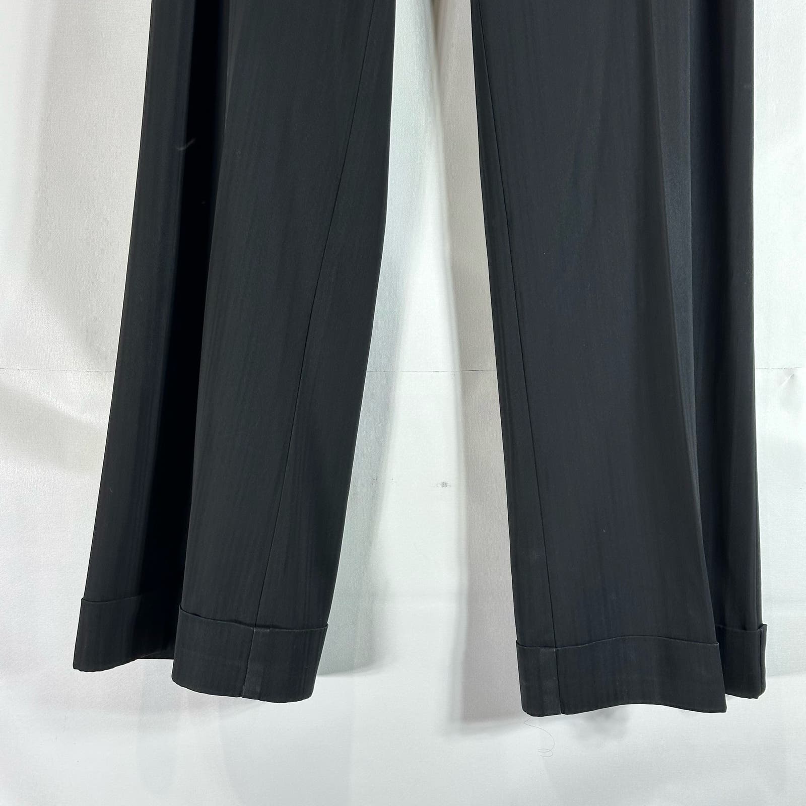 TRINA TURK Women's Black Pinstripe Cuffed Wide-Leg Pants SZ 4