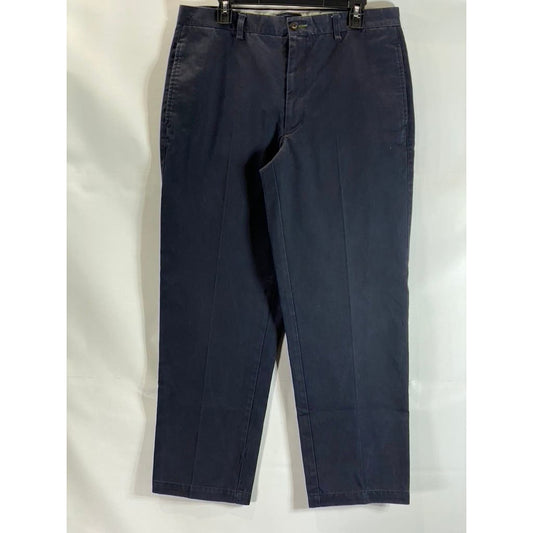 ORVIS Men's Navy Cotton Ultimate Khaki Trim-Fit Plain Front Pants SZ 35