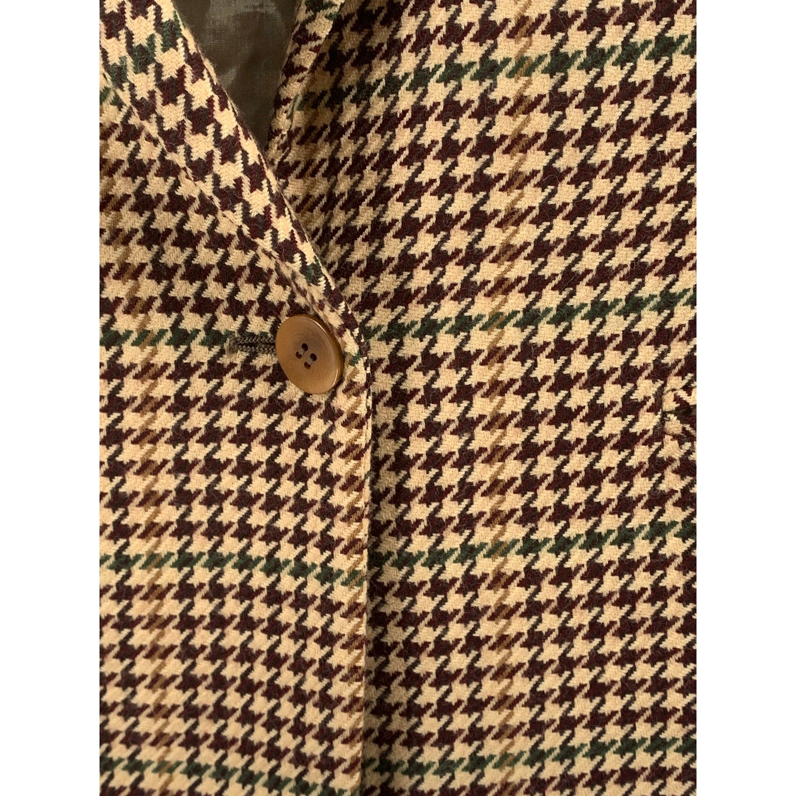 GIORGIO ARMANI Men’s Brown Wool Houndstooth One-Button Long Sleeve Blazer SZ 38