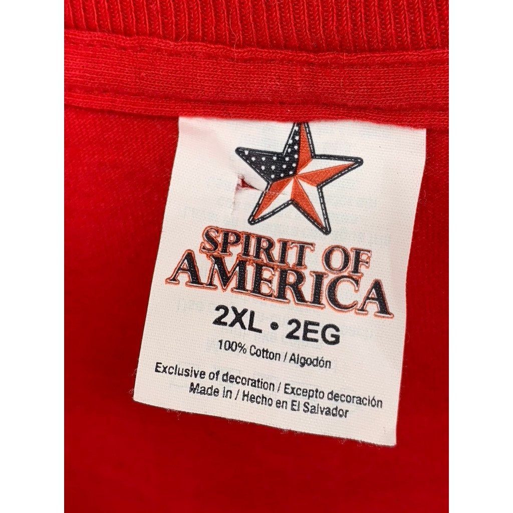 SPIRIT OF AMERICA Men's Red Hawaii Graphic Crewneck Short Sleeve Shirt SZ 2XL