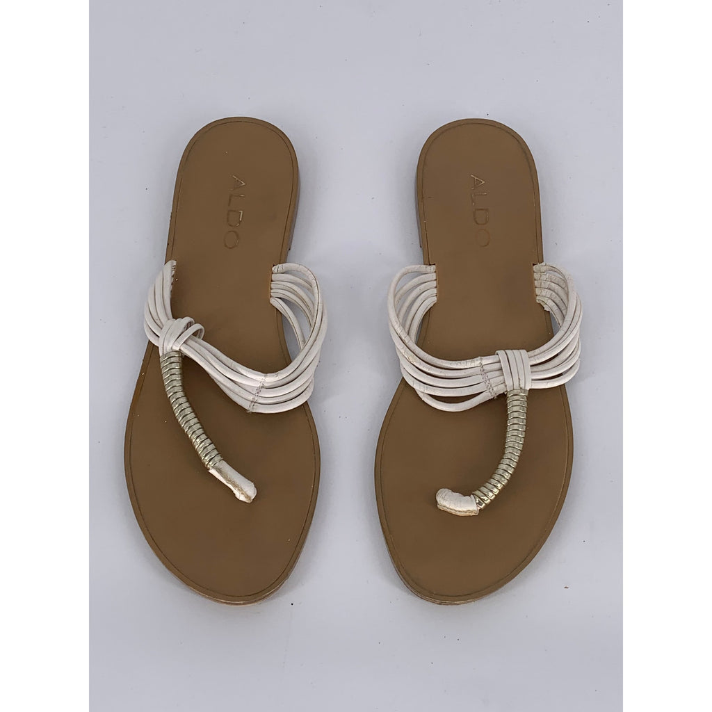 ALDO Women's White Slip-On Thong Sandals SZ 7.5
