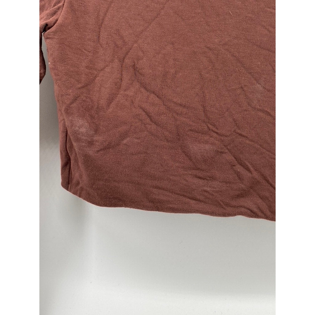 KLASSY NETWORK Women's Brown Seamless Long Sleeve Turtleneck Cropped Top SZ XS