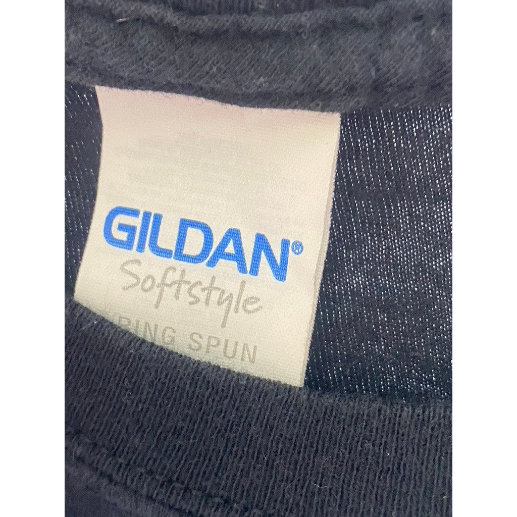 GILDAN Women's Black Graphic Crewneck Short Sleeve T-Shirt SZ M
