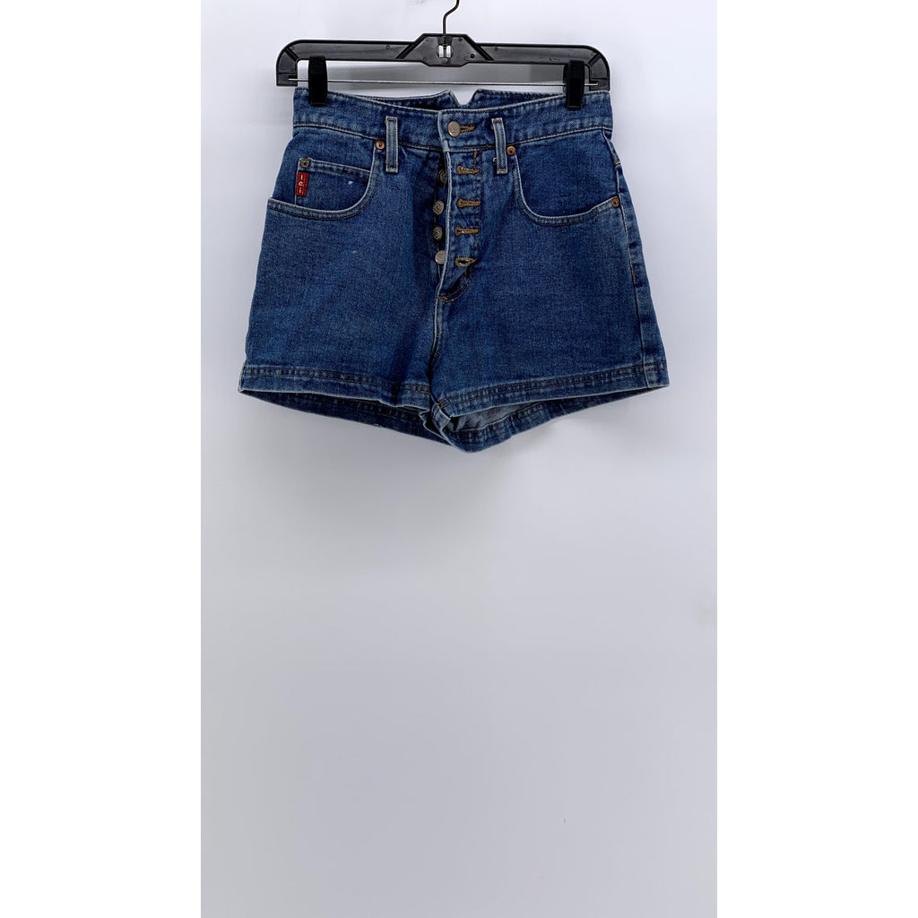 LEI Women Juniors' Blue Denim Button-Front High-Rise Shorts SZ 7