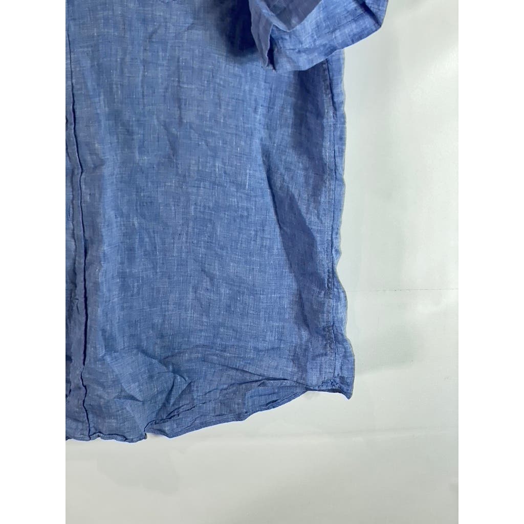 PAUL & SHARK YACHTING Men's Tall Blue Linen Button-Up Short Sleeve Shirt SZ 1XT