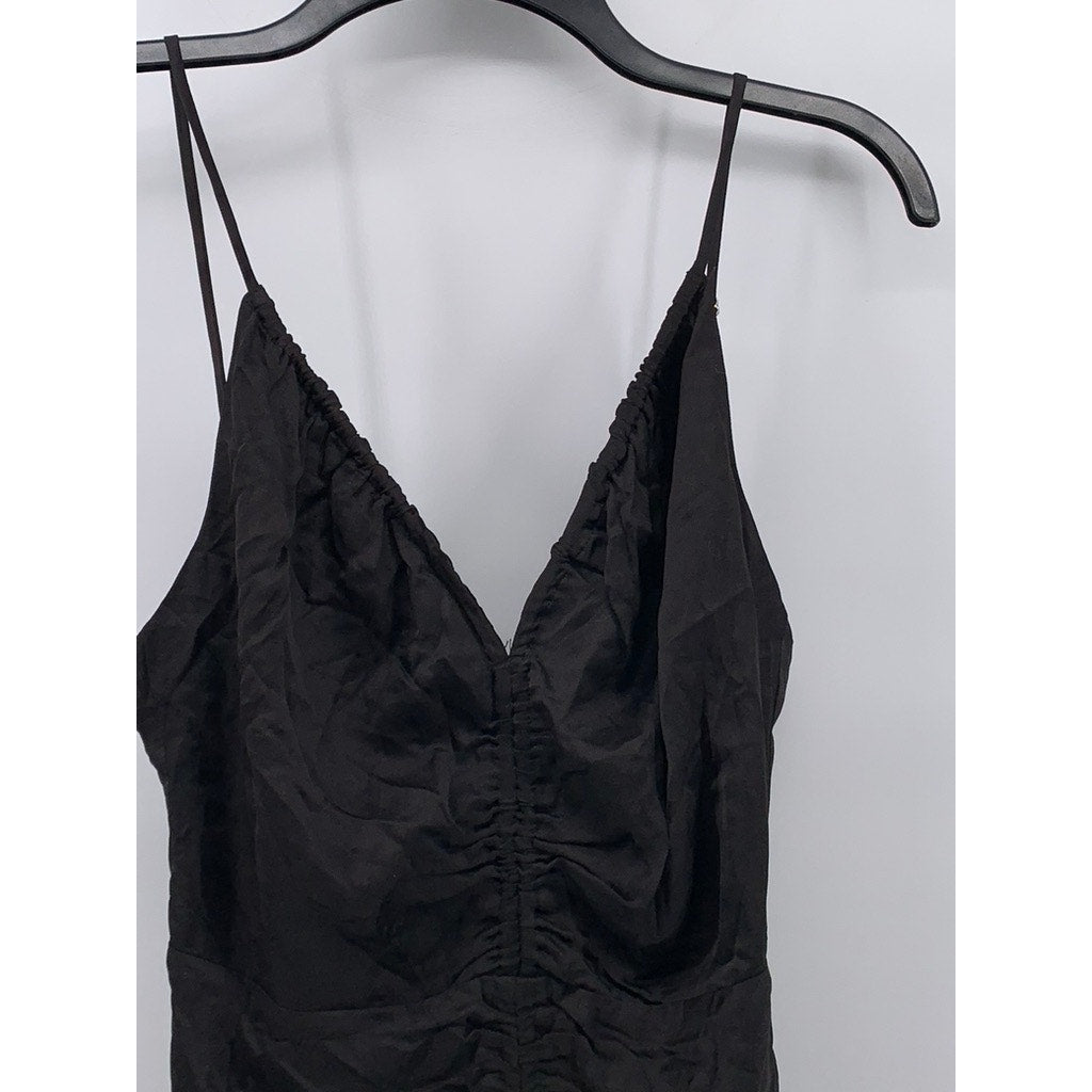 ASTR THE LABEL Women's Black Cinched V-Neck Spaghetti Strap Peony Dress SZ M