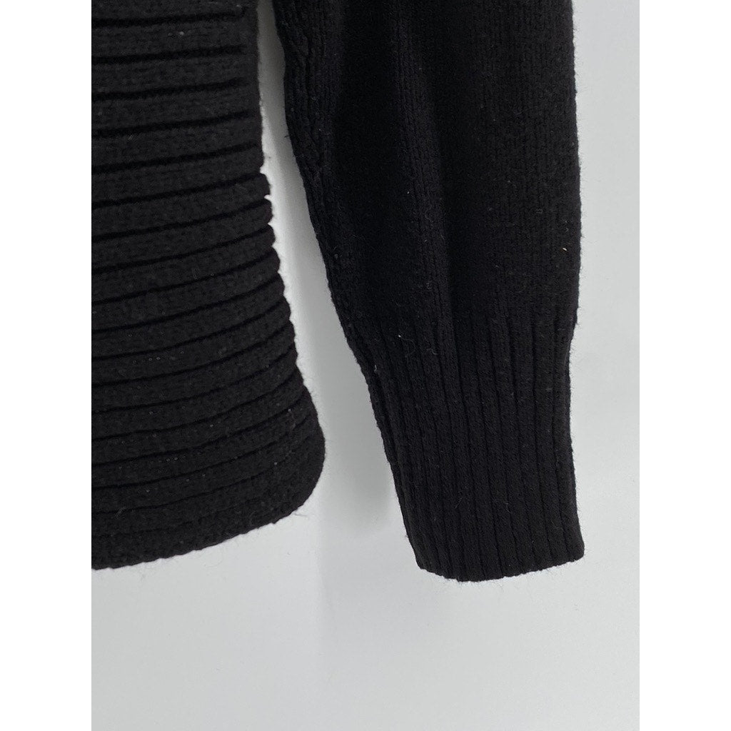 H&M BASIC Women's Black Rib Knit Open-Front Cardigan SZ S