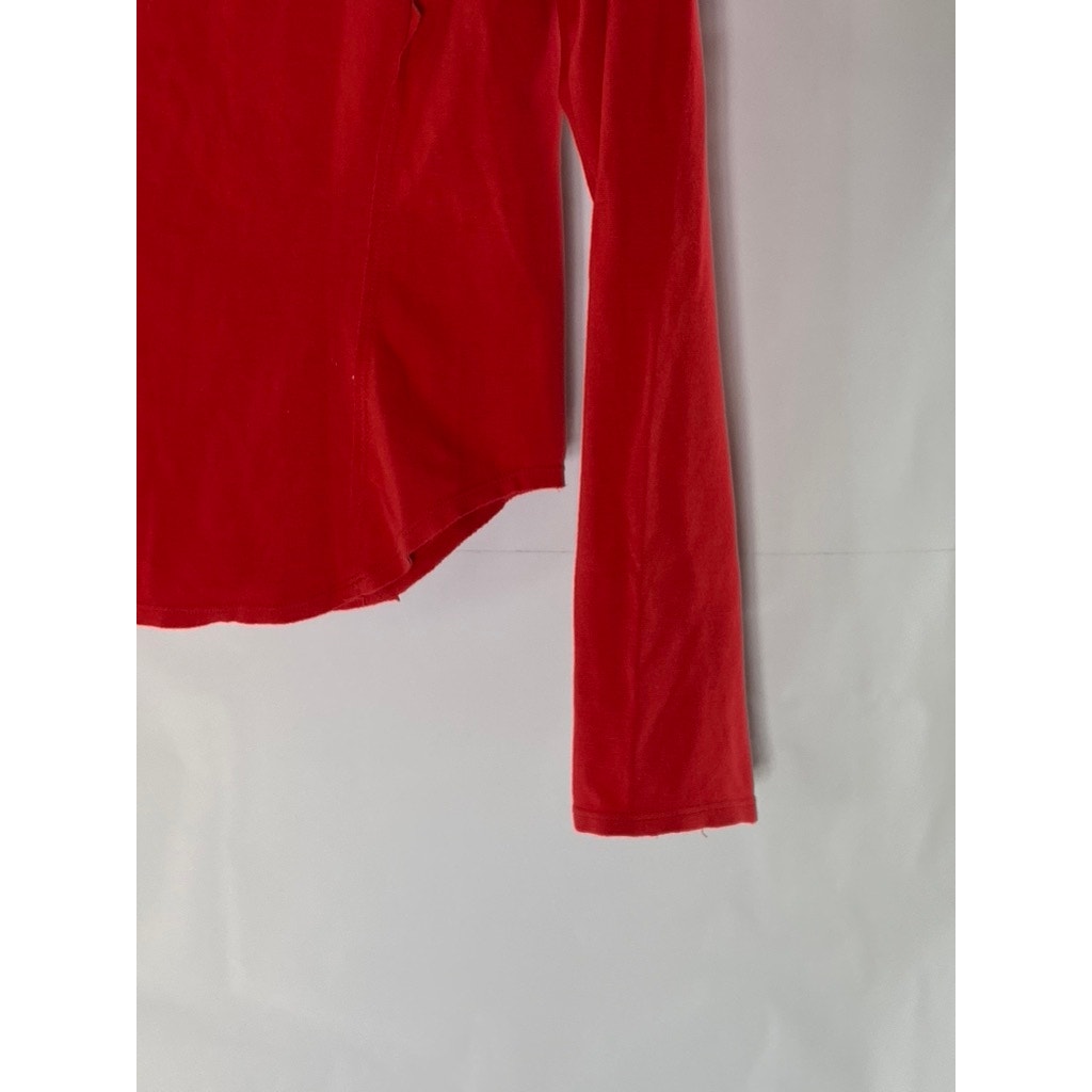 WE THE FREE Women's Red Jacqui Lace-Up Long Sleeve Round-Hem Top SZ S