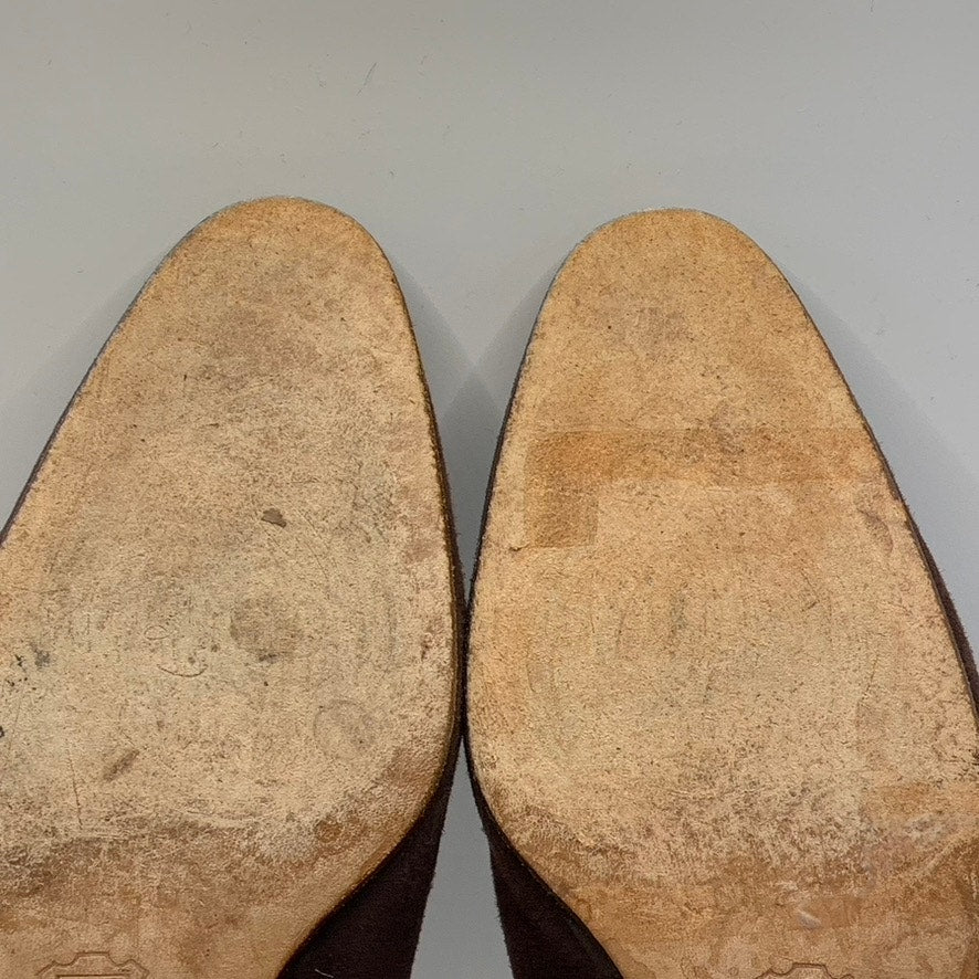 SILVIA FIORENTINA Women's Brown Suede Spiga Round-Toe Block-Heel Pumps SZ 7