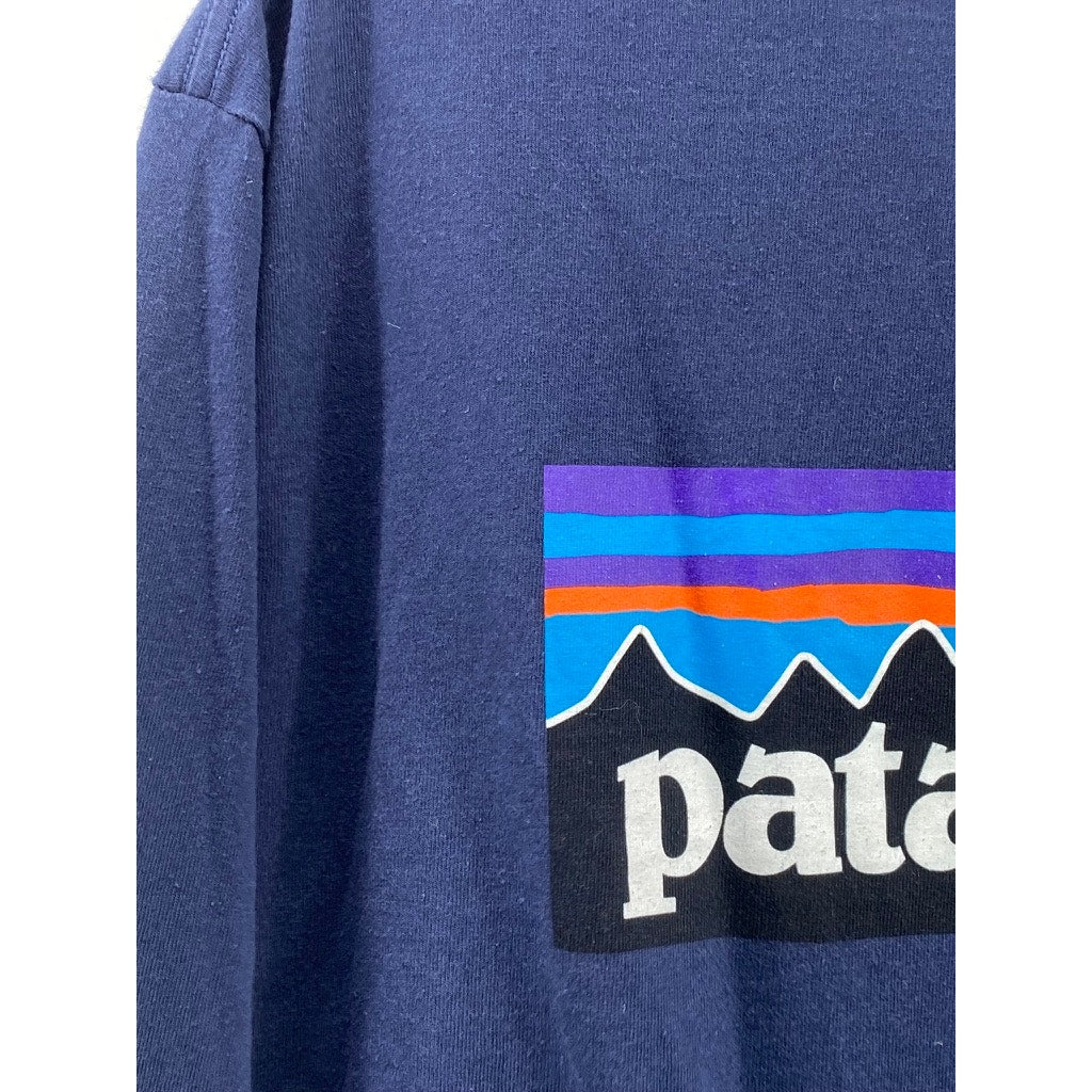 PATAGONIA Men's Navy Logo Crewneck Regular-Fit Casual Responsibili-Tee SZ XL