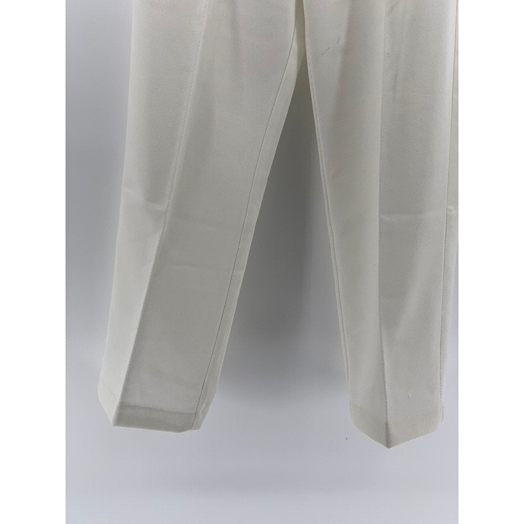 UNBRANDED Men's White Ribbed Lock Buckle Straight-Leg Pant SZ L