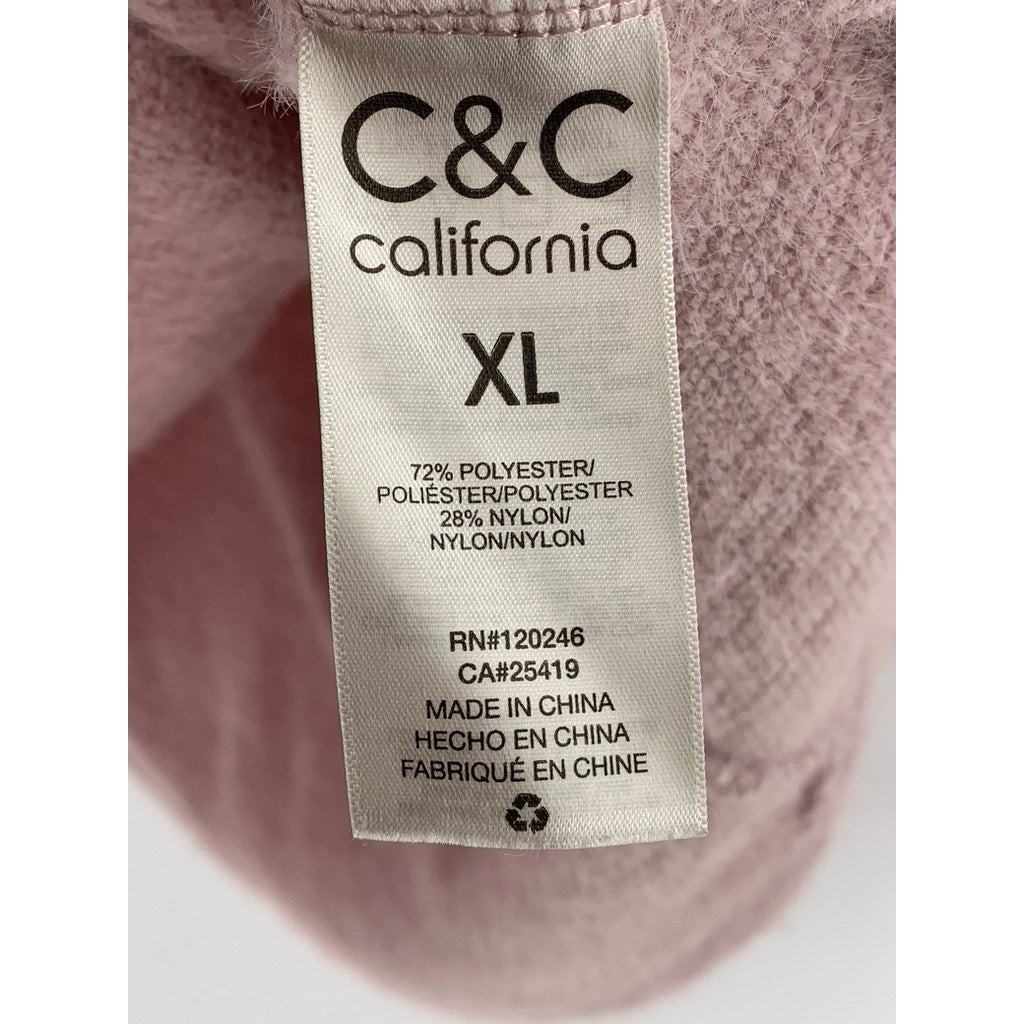C&C CALIFORNIA Women's Pink Soft Knit V-Neck Sweater Top SZ XL