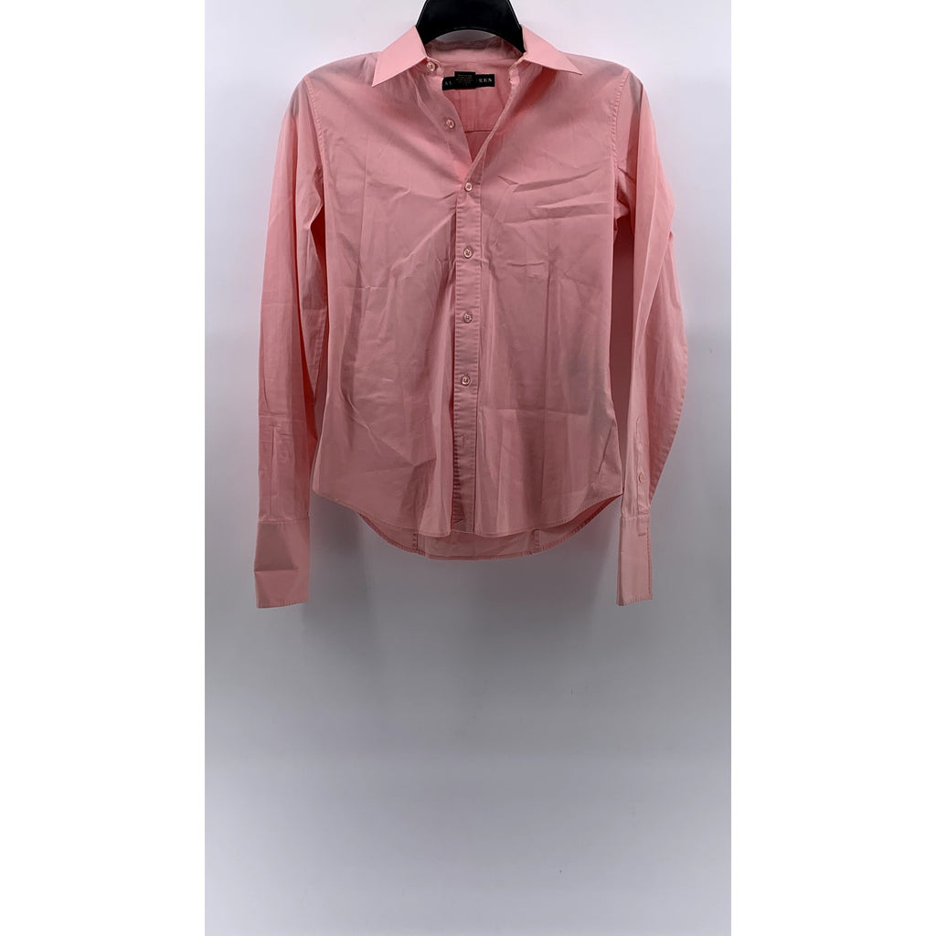RALPH LAUREN Women's Vintage Pink Regular-Fit Button-Up Long Sleeve Top SZ 4