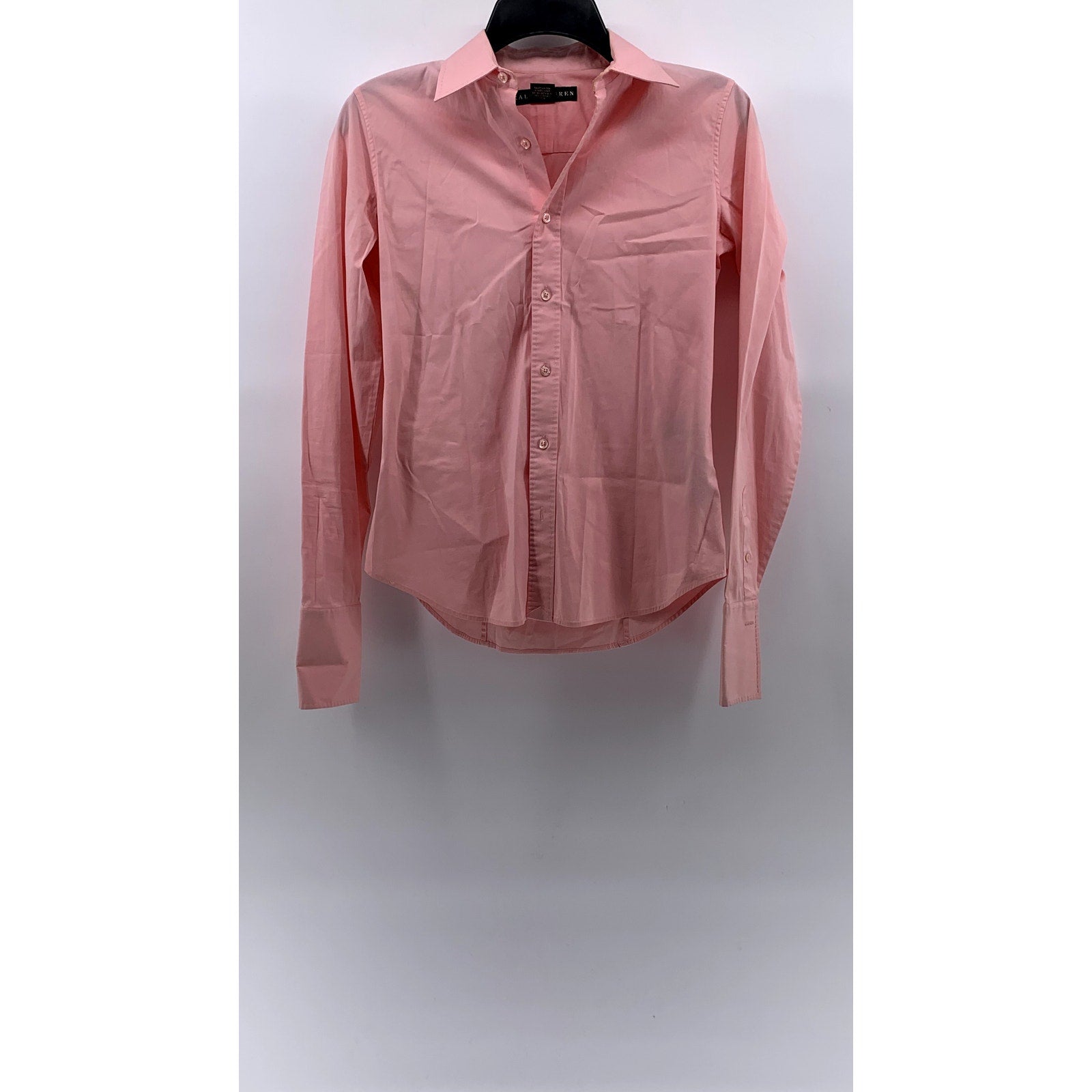 RALPH LAUREN Women's Vintage Pink Regular-Fit Button-Up Long Sleeve Top SZ 4