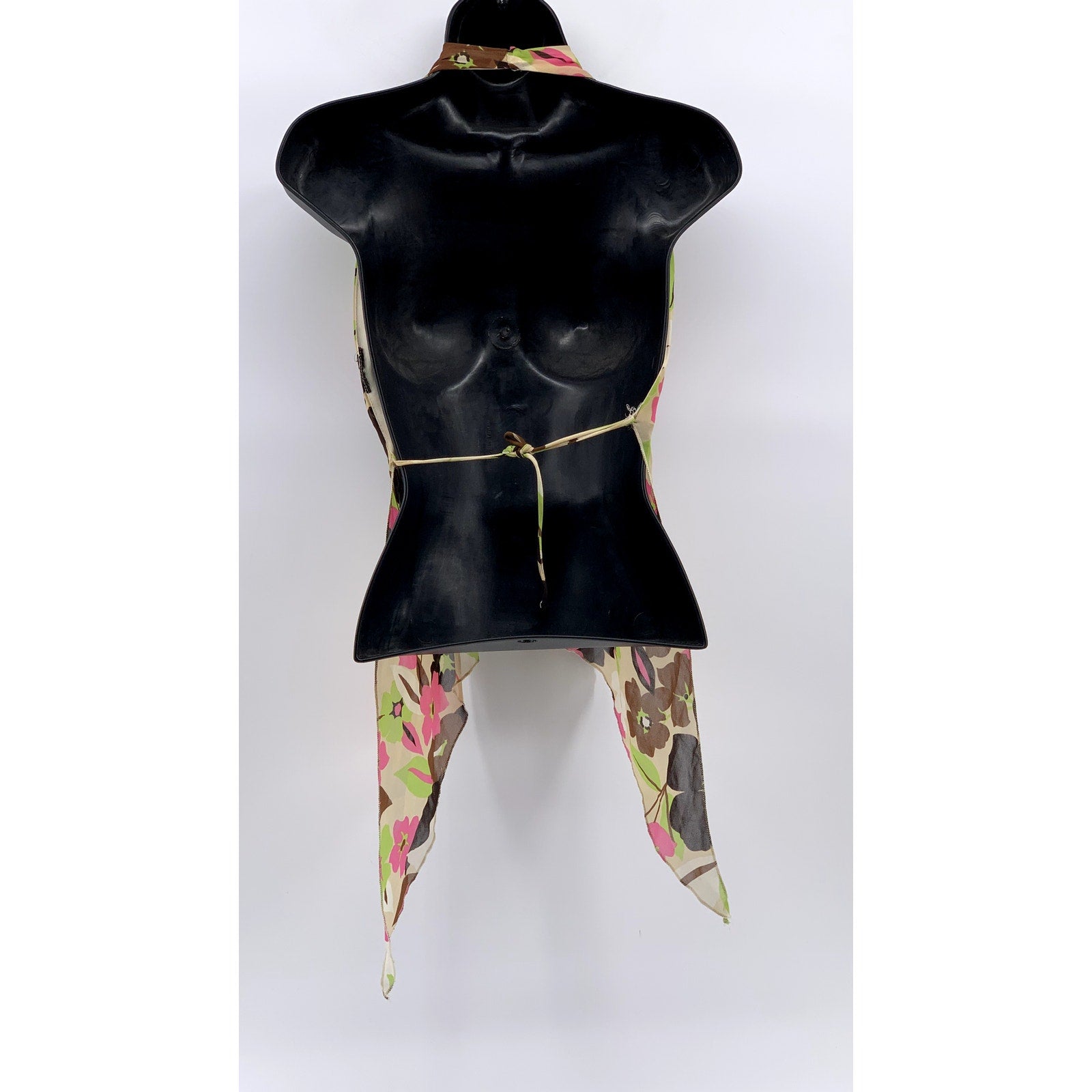 UNBRANDED Women's Multi Floral Print Halter Handkerchief Top SZ S