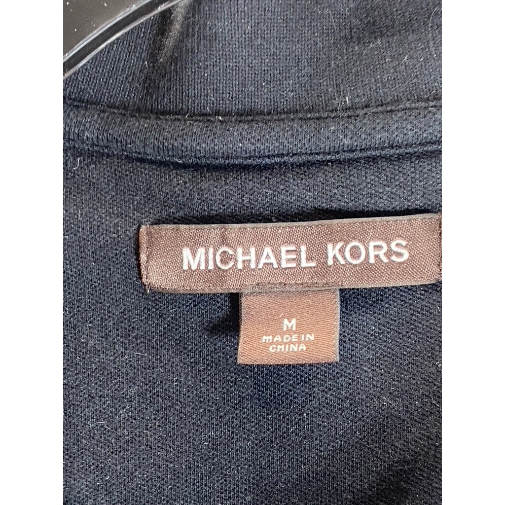 MICHAEL KORS Men's Black/Grey Regular-Fit Short Sleeve Polo Shirt SZ M