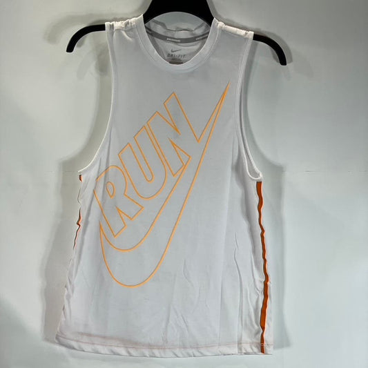 NIKE Women’s White Dri-FIT Large Logo Tailwind Running Loose Tank Top SZ XS