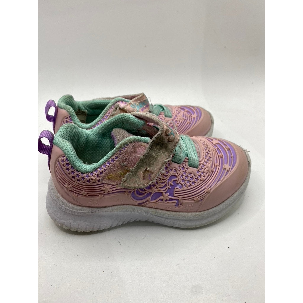 SKECHERS Toddler Girls' Pink-Purple Jumpster-Mighty Wanderer Sneakers SZ 5