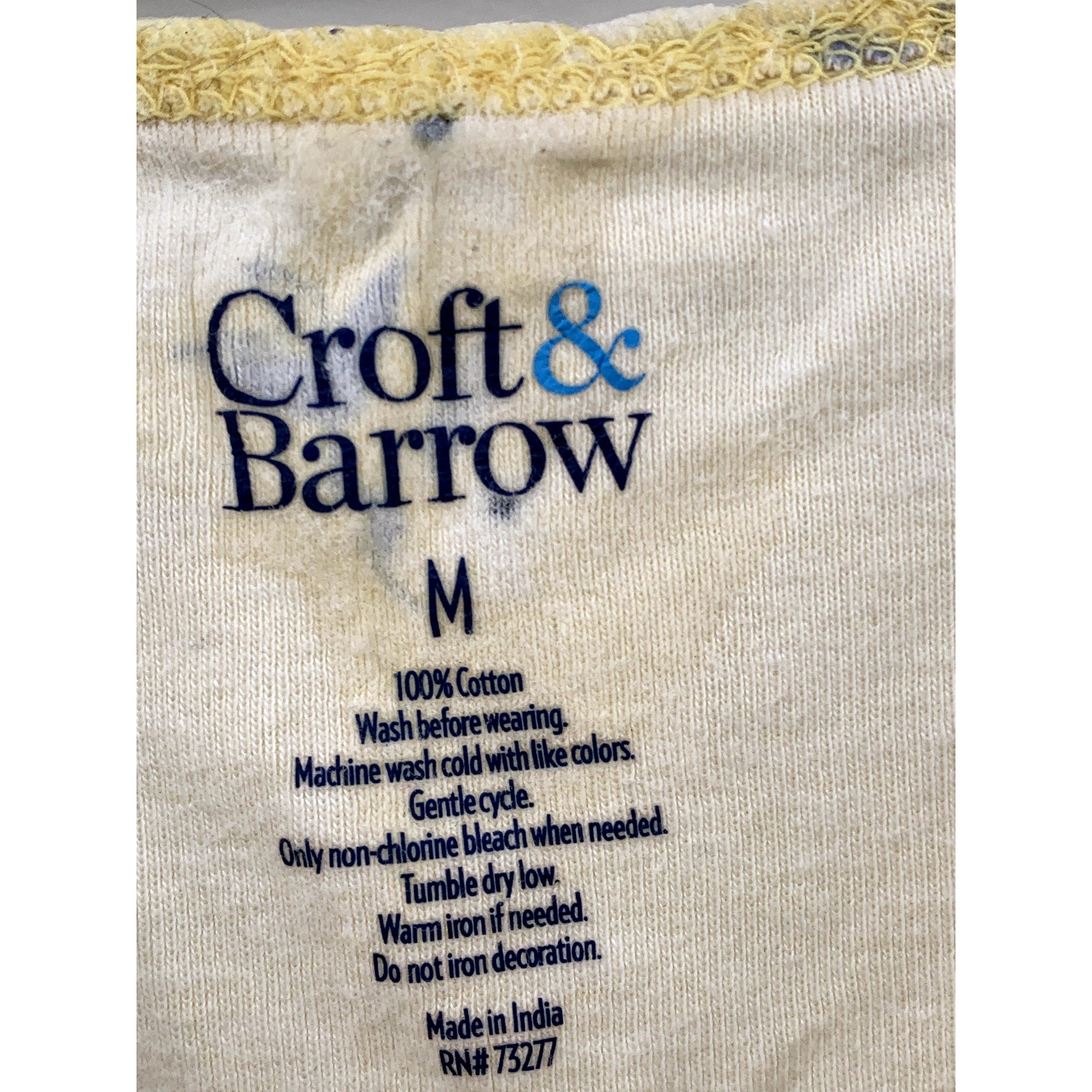 CROFT & BARROW Women's Yellow Floral Print Crewneck Tank Top SZ M