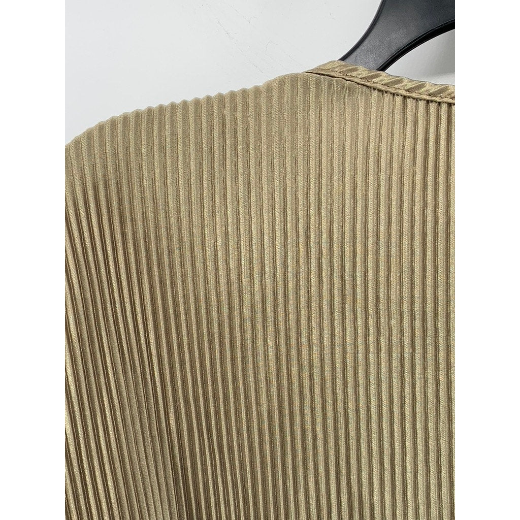 JOULE ENERGY Women's Tan Ribbed Long Sleeve Scoop-Neck Top SZ L