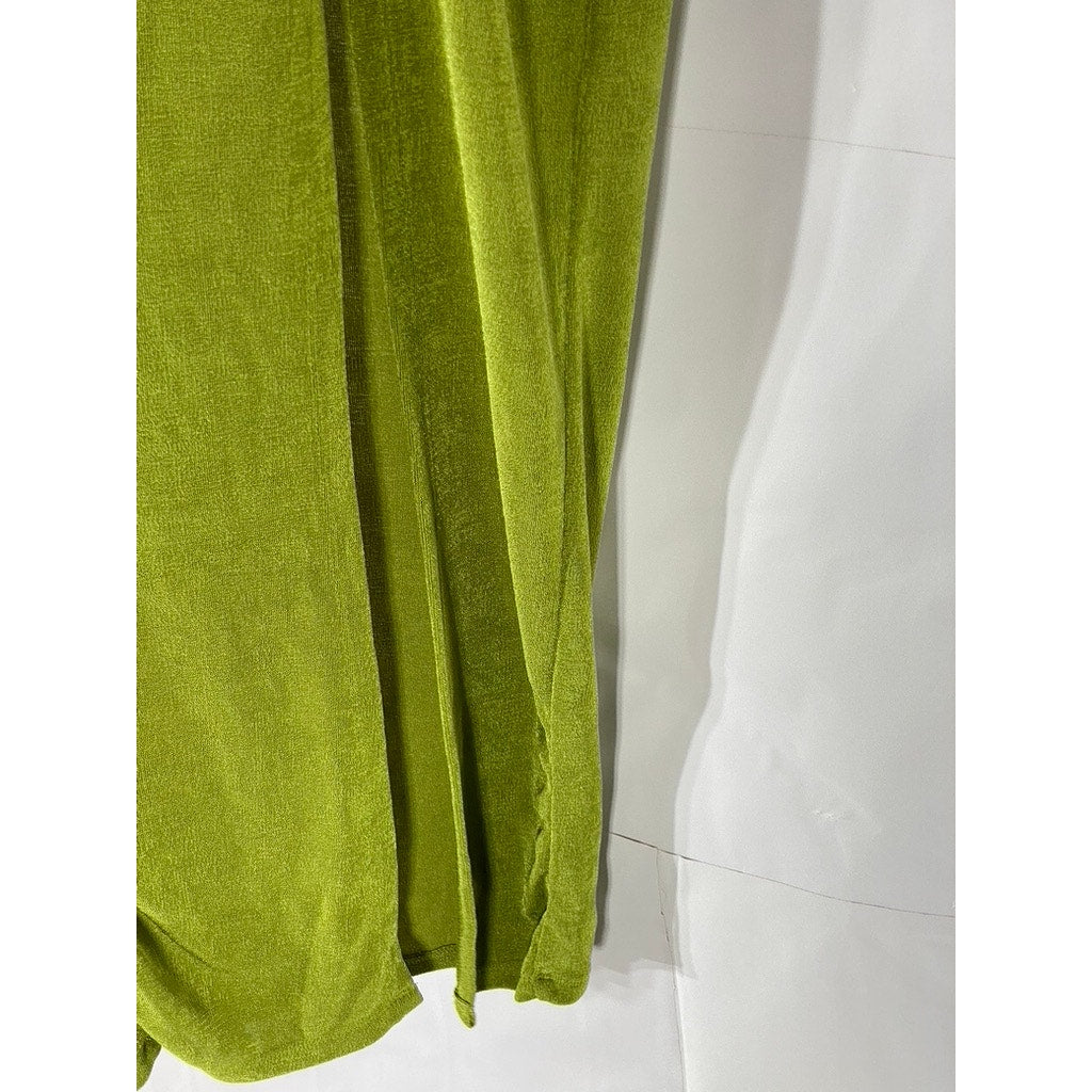 UNBRANDED Women’s Green Textured Side Slit Bodycon Knot Detail Midi Skirt SZ S