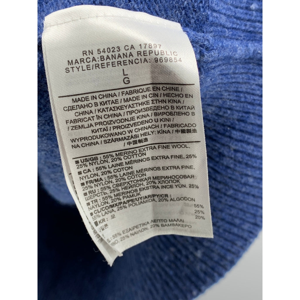 BANANA REPUBLIC Men's Blue Knit Merino-Blend Crewneck Long Sleeve Sweater SZ L
