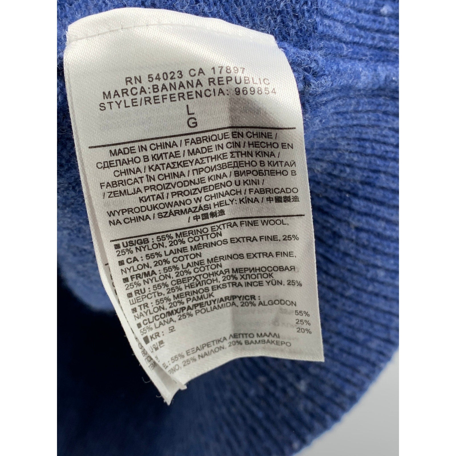 BANANA REPUBLIC Men's Blue Knit Merino-Blend Crewneck Long Sleeve Sweater SZ L
