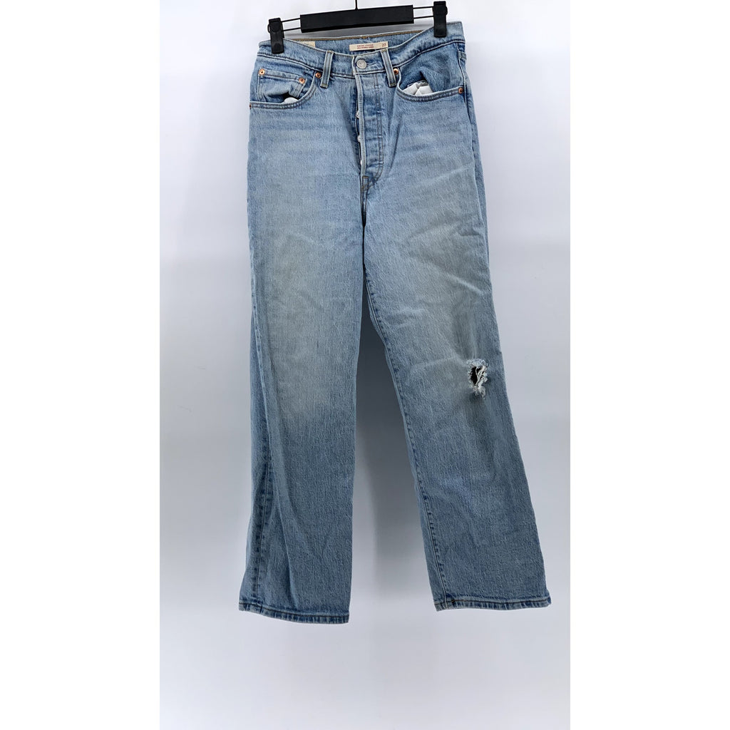 LEVI'S Women's Light Wash Denim Ribcage Straight Ankle Button-Fly Jeans SZ 27