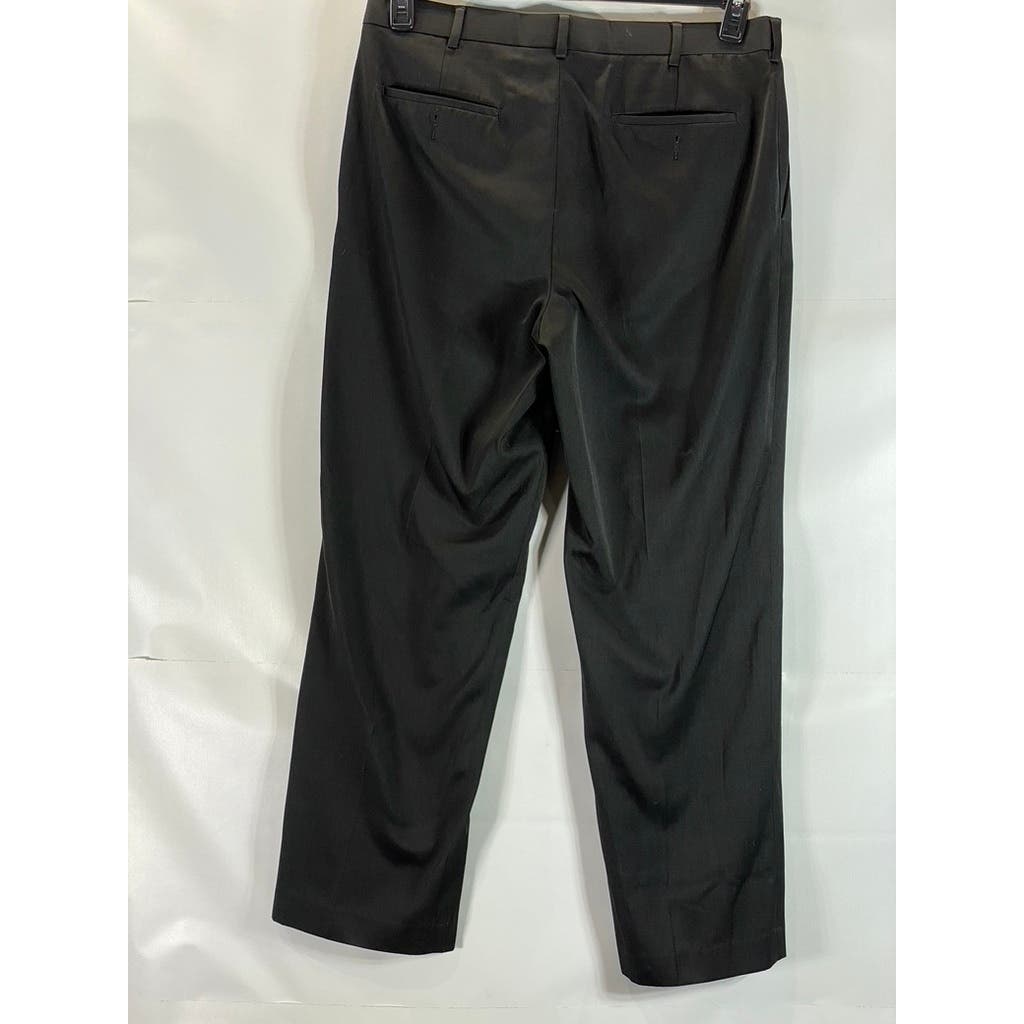 PERRY ELLIS PORTFOLIO Men's Solid Black Slim-Fit Flat Front Dress Pants SZ 36X32