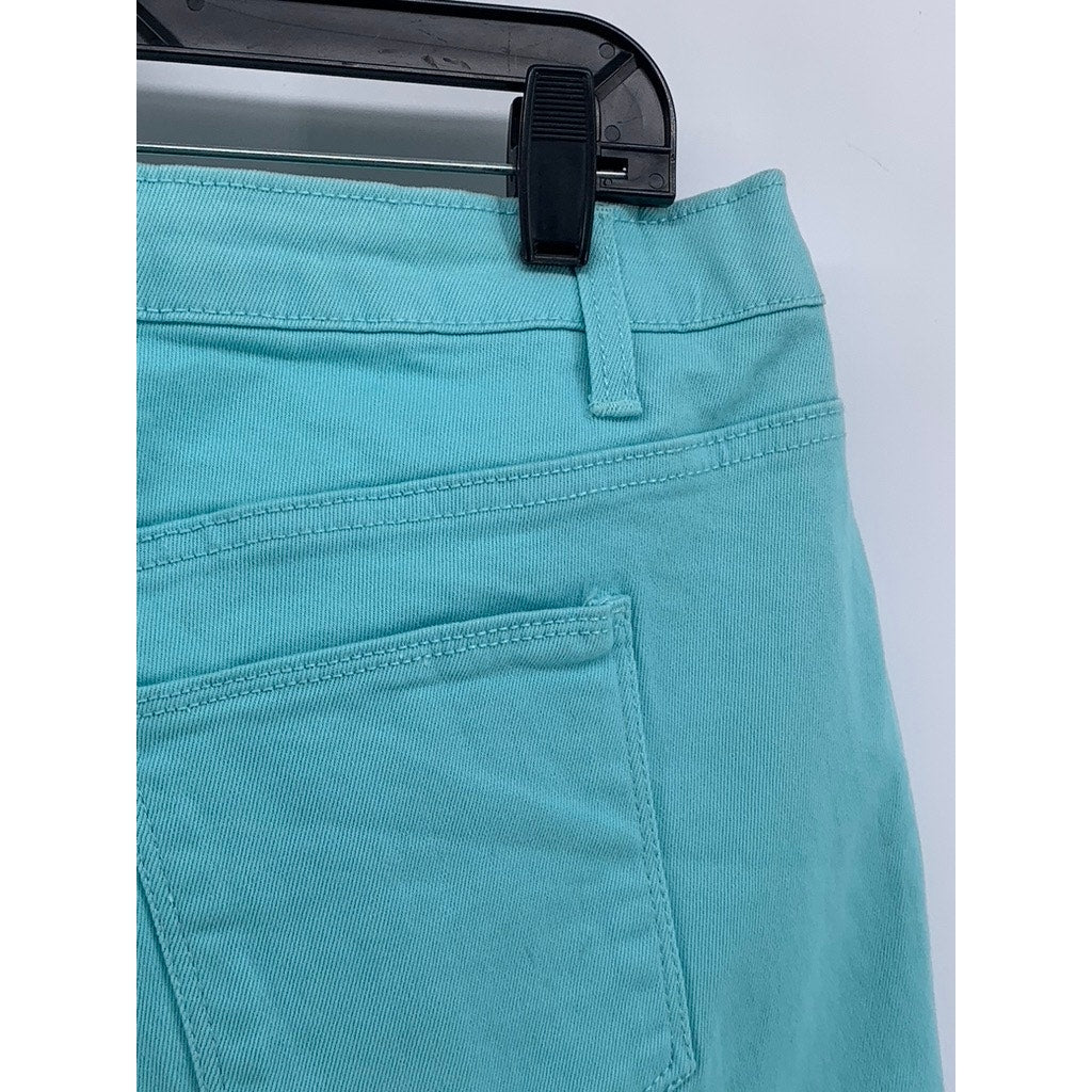 WOMAN WITHIN Women's Plus Light Blue Solid Capri Pants SZ 20W
