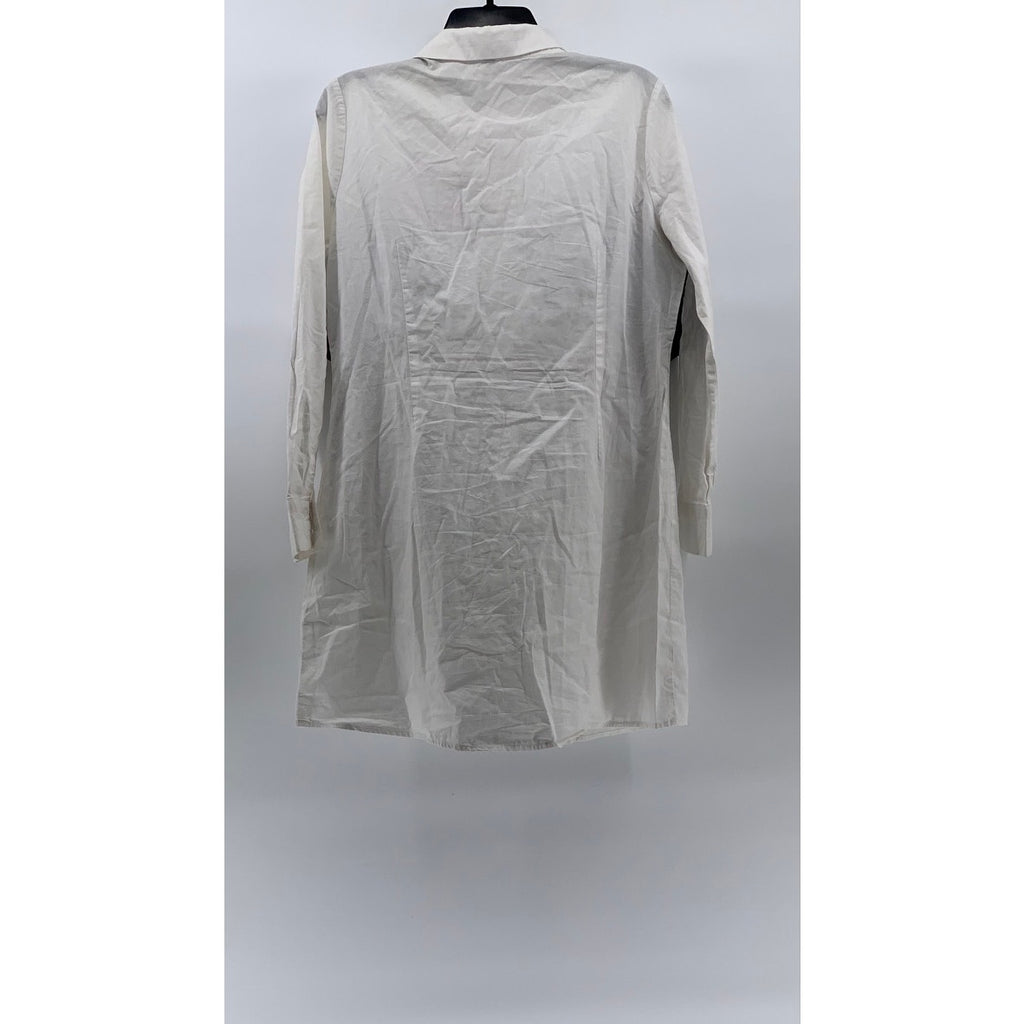 BLASHE Women’s White-Black Tie-Front Button-Up Long Sleeve Shirt Dress SZ L