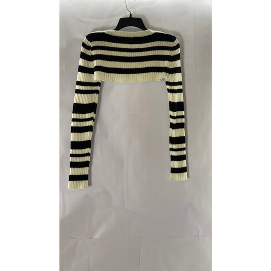 MAEVE By ANTHROPOLOGIE Women's Cream/Black Striped Long Sleeve Bolero SZ L