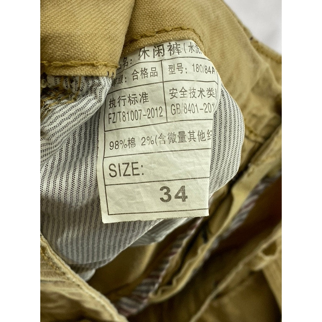 JEANS FASHION Men's Tan Alligator Print Chino Shorts SZ 34