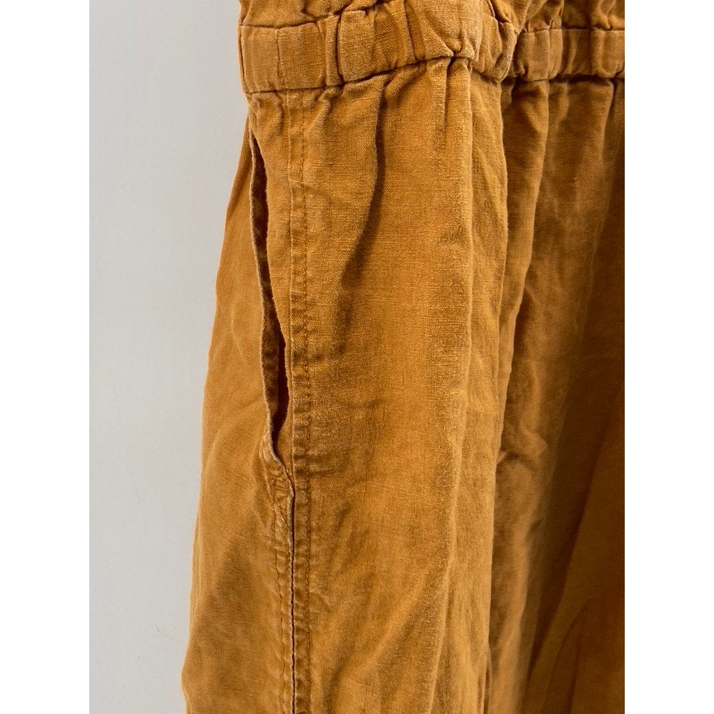 EVERLANE Women's Brown Linen Shoestring Apron Open-Back Jumpsuit SZ S