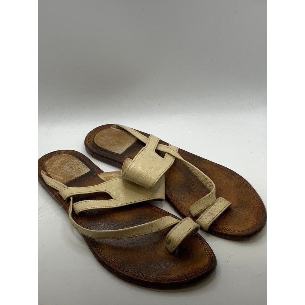UNBRANDED Women's Beige-Brown Toe-Loop Sandals SZ 12