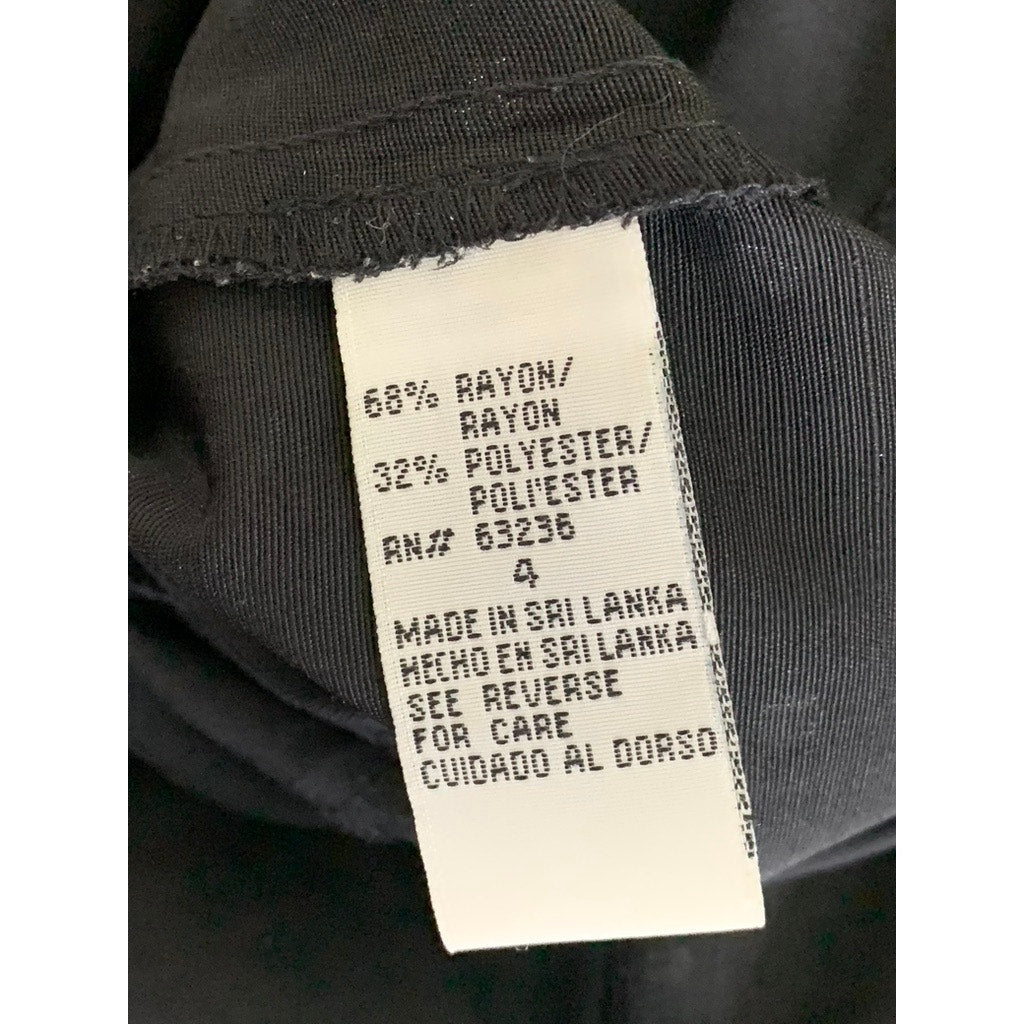 DRESSBARN Women's Vintage Black/White Polka Dot V-Neck Collared Midi Dress SZ 4