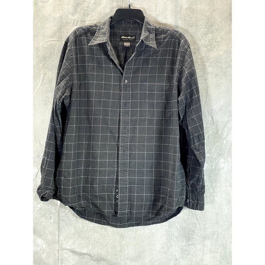 EDDIE BAUER Men's Charcoal Windowpane Button-Up Long Sleeve Shirt SZ M