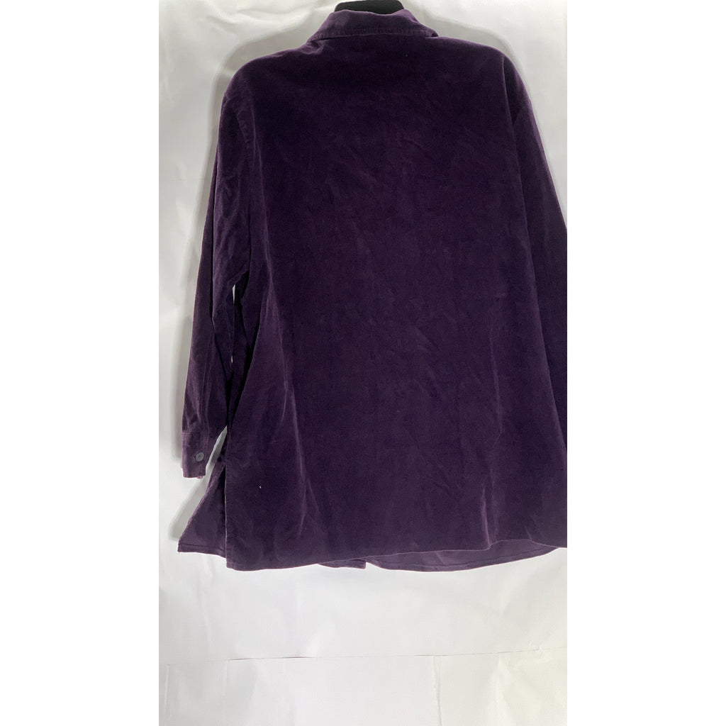 WOOLSWORTHS Women's Dark Purple Four-Pocket Button-Up Long Sleeve Top SZ 16(L)