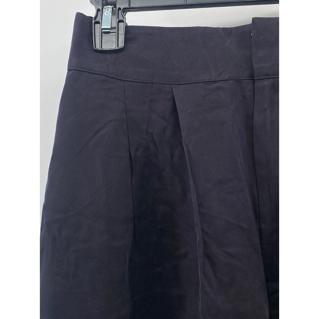 TED BAKER LONDON Women's Navy Pleated Wide-Leg High-Rise Pant SZ 1/US4