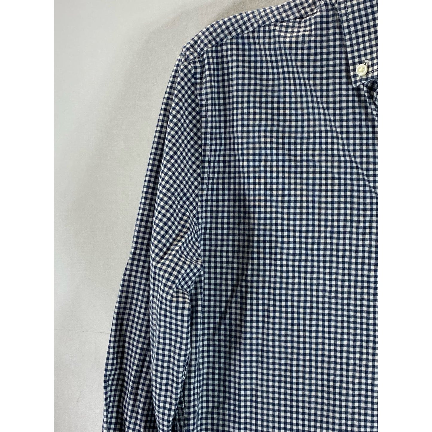 GOODFELLOW & CO Men's Navy/White Gingham Every Wear Slim-Fit Poplin Shirt SZ S