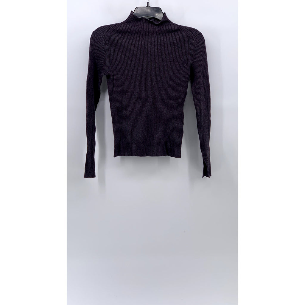 H&M Women's Basic Purple Ribbed Long Sleeve Turtleneck Top SZ M