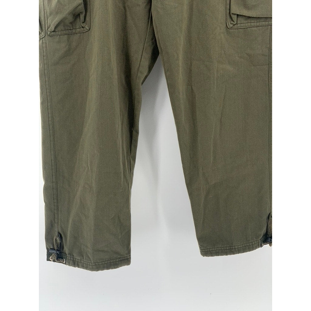H-T COLLECTION Men's Olive Green Regular-Fit Straight-Leg Cargo Pants SZ M