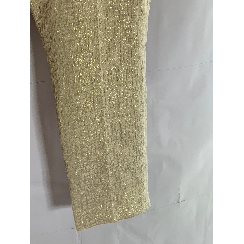 EXPRESS Women's Gold Metallic Editor Low-Rise Straight Ankle Pants SZ 14R