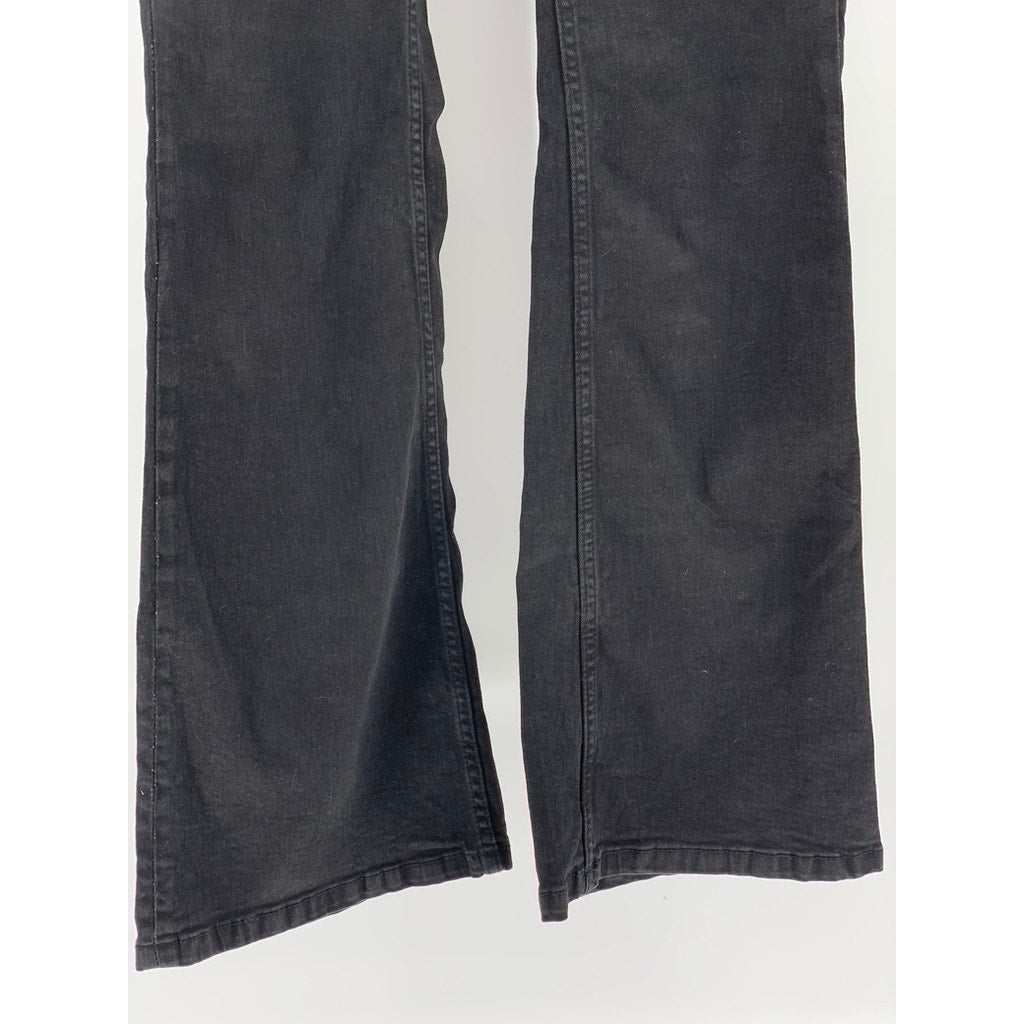 MNG Women's Black Solid Denim Regular-Fit Flare Jeans SZ 2