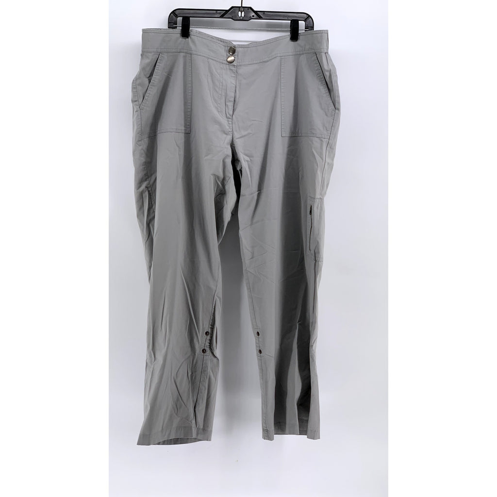 CHICO'S Women's Gray Solid Straight Leg Roll-Hem Pants SZ 3(XL)