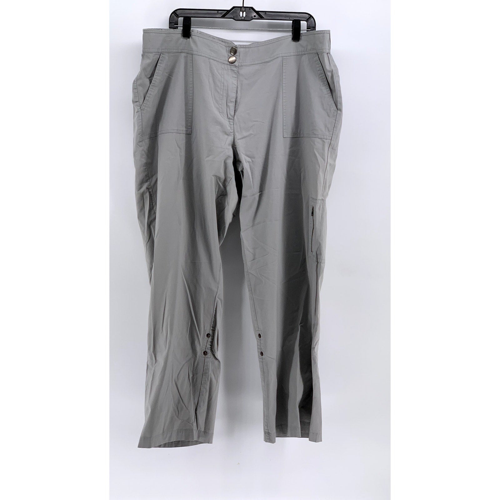 CHICO'S Women's Gray Solid Straight Leg Roll-Hem Pants SZ 3(XL)