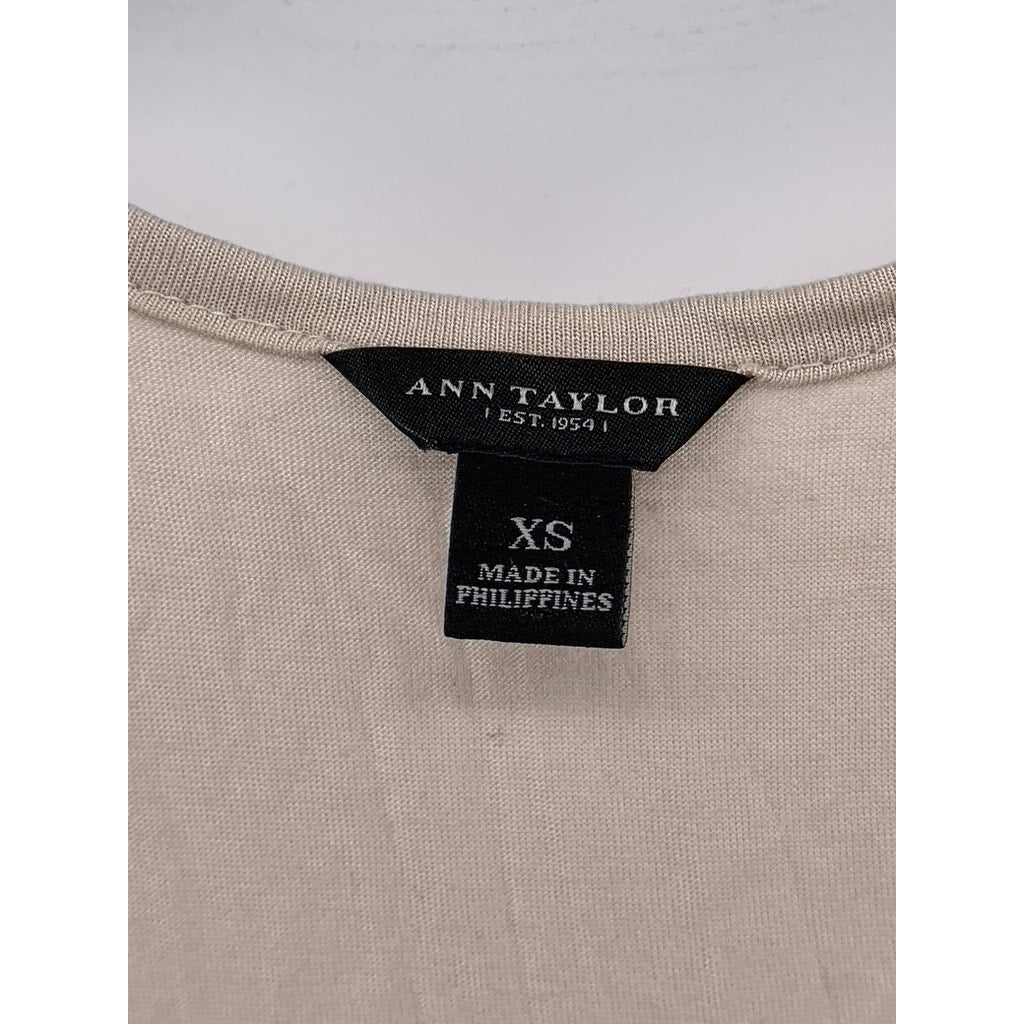 ANN TAYLOR Women’s Beige Satin Scoop-Neck Lightweight Tank Top SZ XS