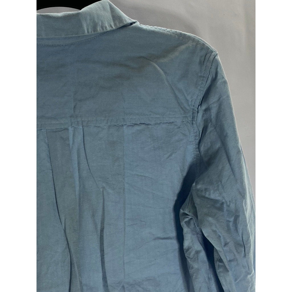 CORELIFE Women's Light Blue Regular-Fit Button-Up Long Sleeve Top SZ L