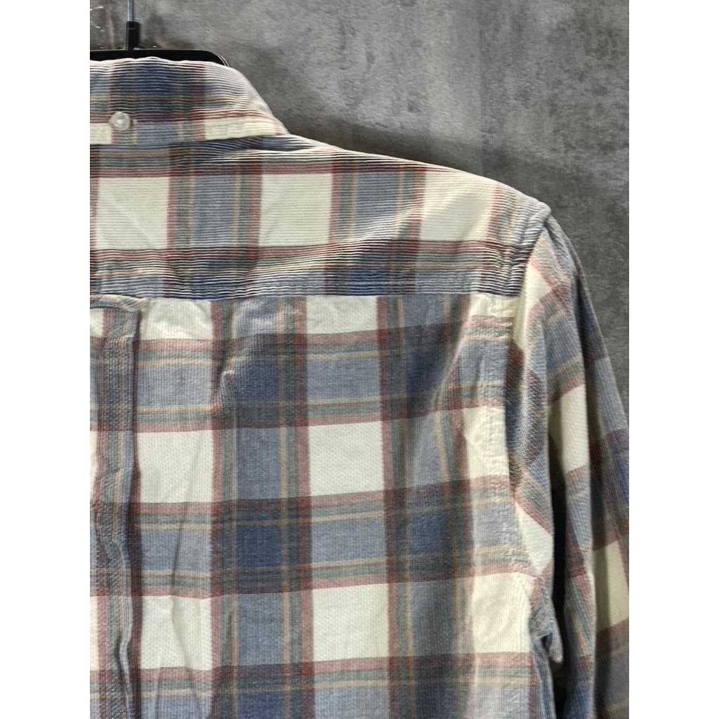 BEN SHERMAN Men's Gray Plaid Button-Up Long Sleeve Shirt SZ S